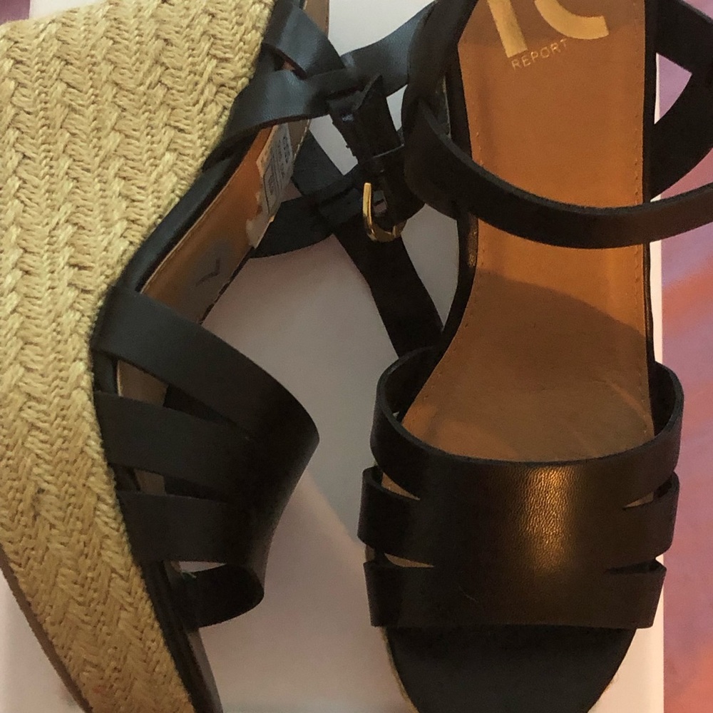 Black wedge sandal (all man made material)